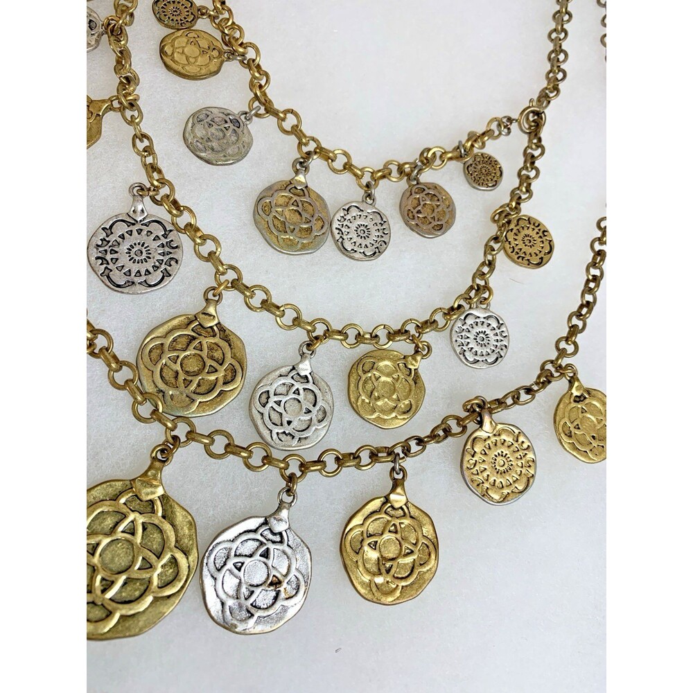 Vintage CAbi Coin Charm Necklace Bracelet Set Gold Silver Tone Convertible 3pc - Picture 4 of 16